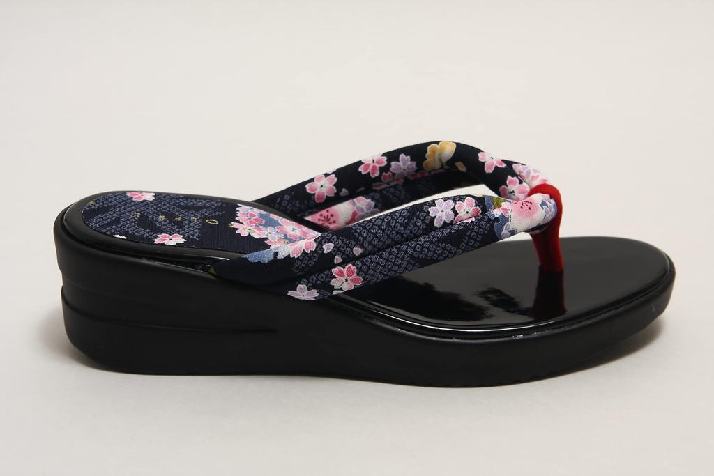 Hasegawa Sandalen mit japanischem Muster mit Urethan-Sohlen, hergestellt in M Damen, Japan, Marineblau/Größe