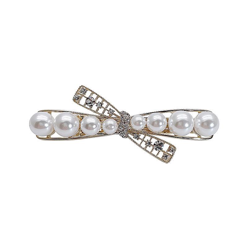 2023 Trendy Korean Dongdaemun Pearl Diamond Cross Hair Clip for Girls