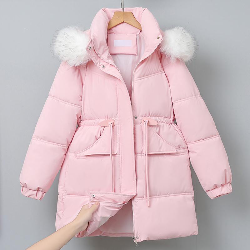 Fashion Winter Coats Woman Long Parkas Hooded Faux Fur Collar Thick Warm Women's Jackets