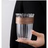 Shangqi Ribbed Glass Coffee Mugs with Plastic Sleeves, Set of 4