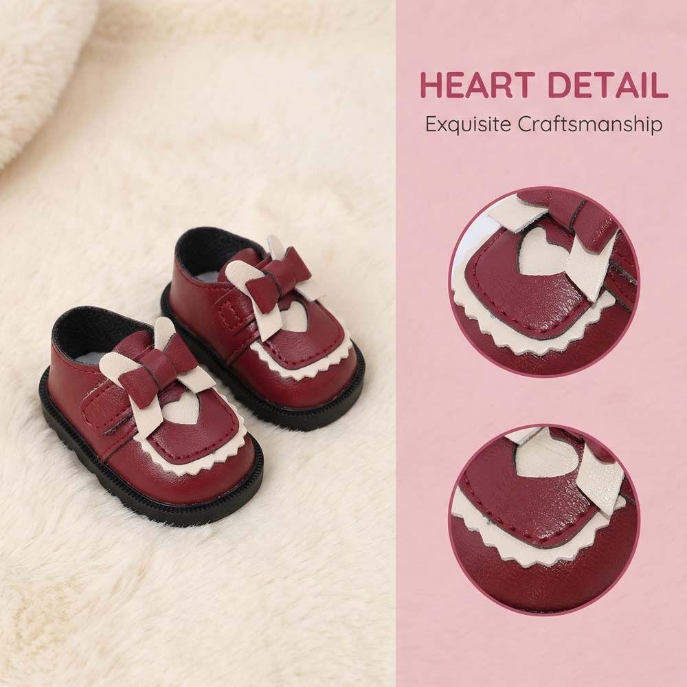 5CM Mini Doll Leather Boots PU Leather Butterfly Princess Shoes 20cm Cotton Doll Shoe Kids Gifts