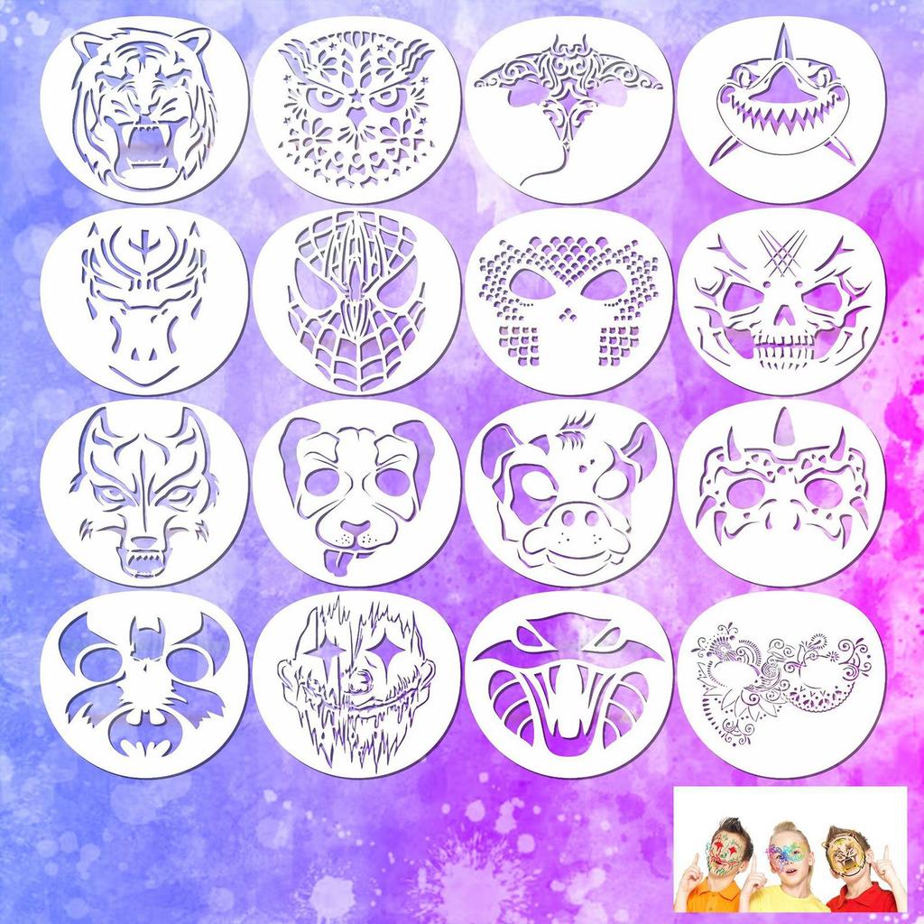 16 Pieces Face Body Painting Stencils Makeup Templates for Party