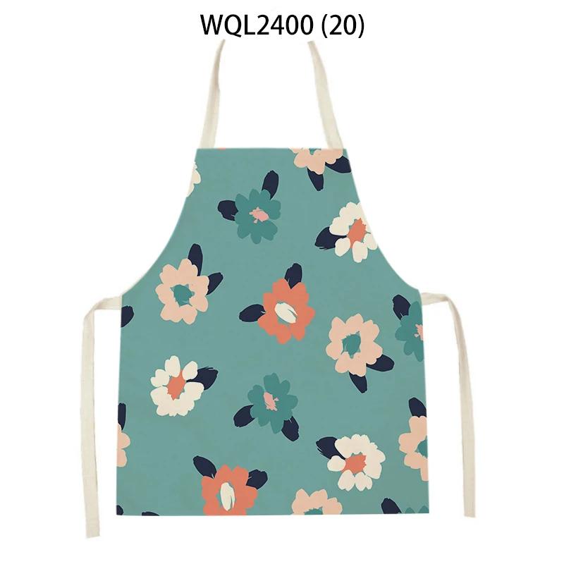 Flower Printed Sleeveless Kitchen Aprons for Women Colorful Pattern Pinafore Home Cooking Baking Waist Bib Kitchen Accessories