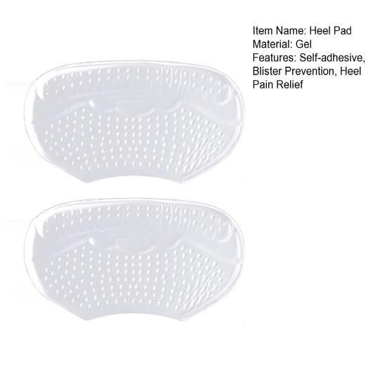 1 Pair Gel Heel Pad Self-adhesive Non-slip Foot Pain Relief Blister Prevention Loose Shoes High Heel Grip Cushion Liner Insert Shoe Accessories