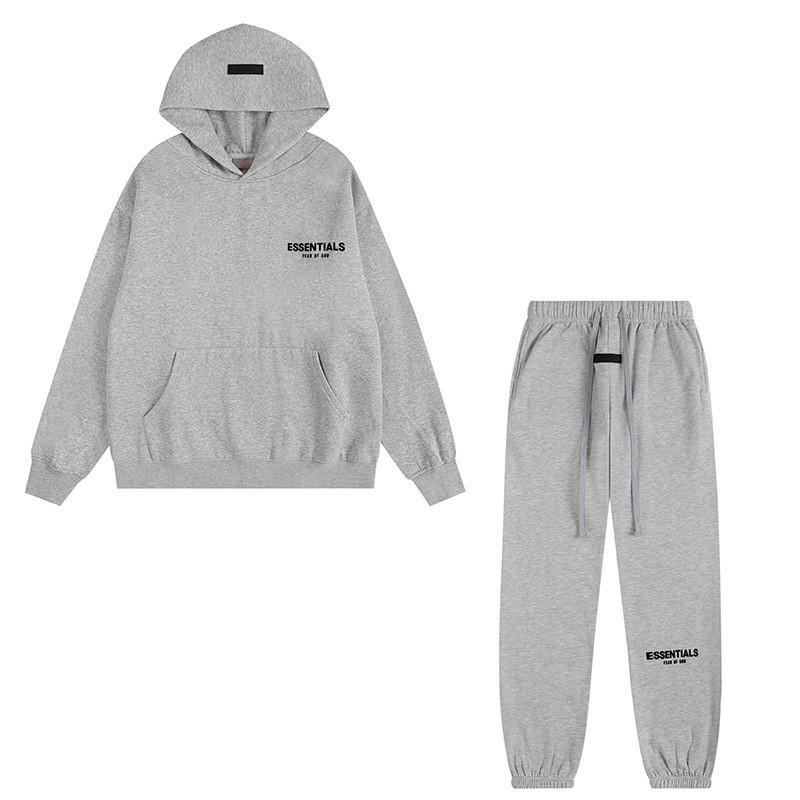 FEAR OF GOD ESSENTIALS Flocked Letter Hoodie Loose Fit Fleece Sweatshirt Youth Casual Wear