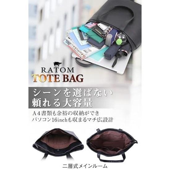 RATOM Tote Bag Men Large Capacity Business Refined Elegant Texture (for Both ON OFF Use Self-standing)