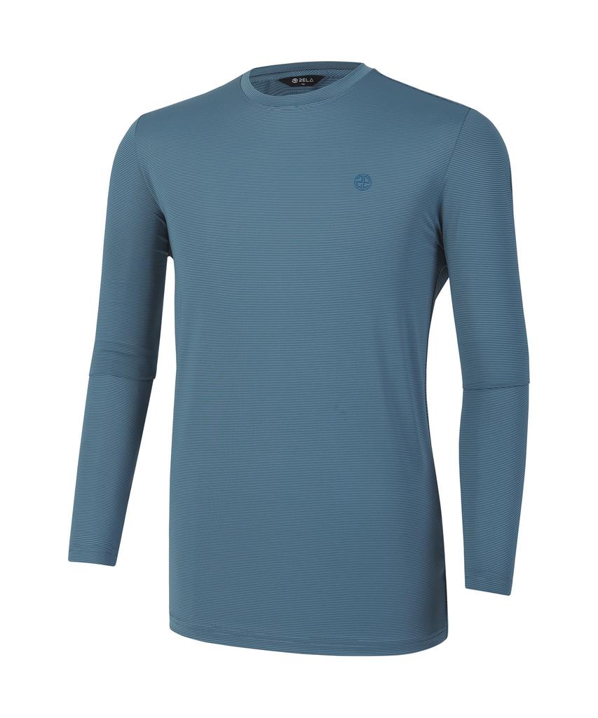 2ELA Men'S Dual Cooling Cooling Round Long Sleeve T-Shirt 6 Colors (Type A)