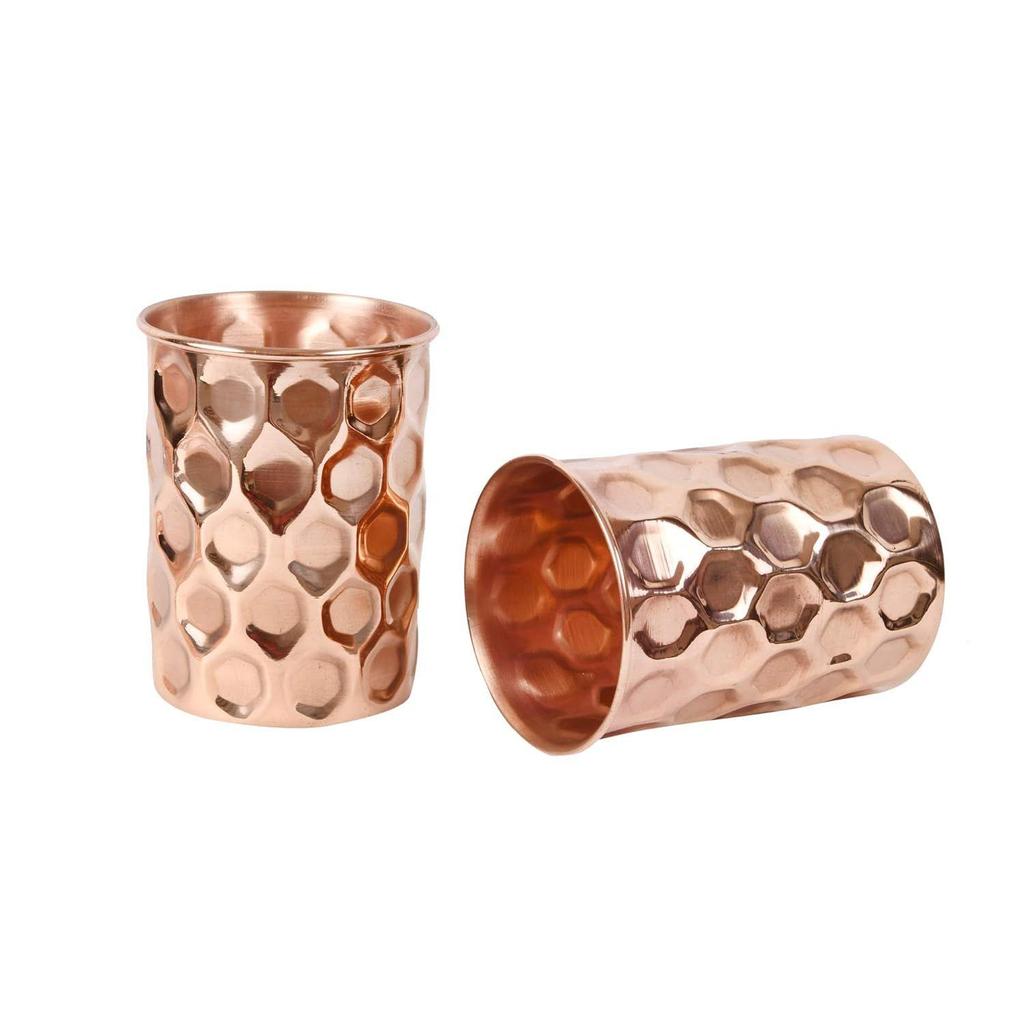 Gehämmerter Becher Serviergeschirr und Tischgeschirr Reines Kupfer Trinkwasserglas 2er-Set