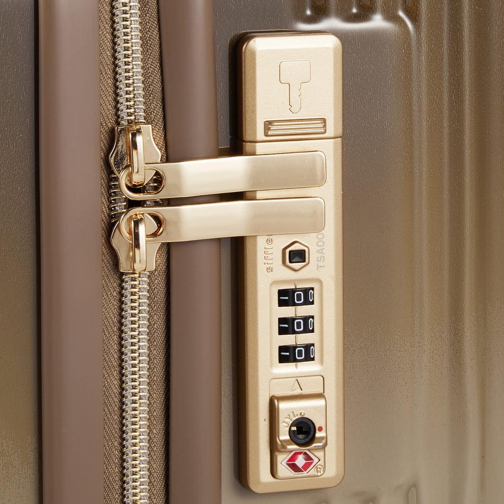 Suitcase with Hard Small Size 48 Antibacterial TSA Cafe Latte [Sifre] Zipper, S, LUN2116-48, Carry-on Size, 32L, Cm, 2.8kg, Interior, Lock,