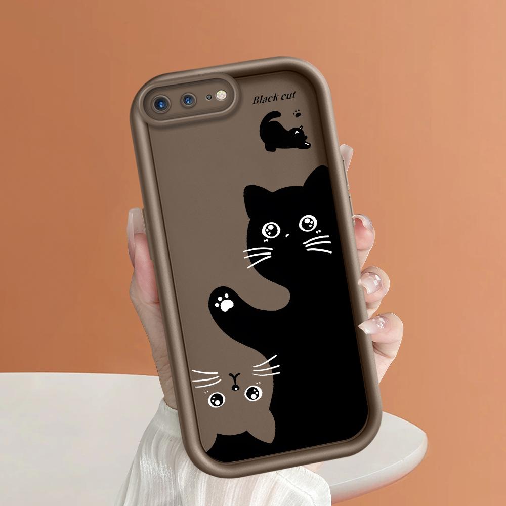 

Креативный черно-белый чехол для телефона с рисунком кота для iPhone Samsung Galaxy Xiaomi Redmi POCO HUAWEI Honor Противоударный резиновый мягкий гибкий чехол iPhone 8/7/SE 2020/SE 2022