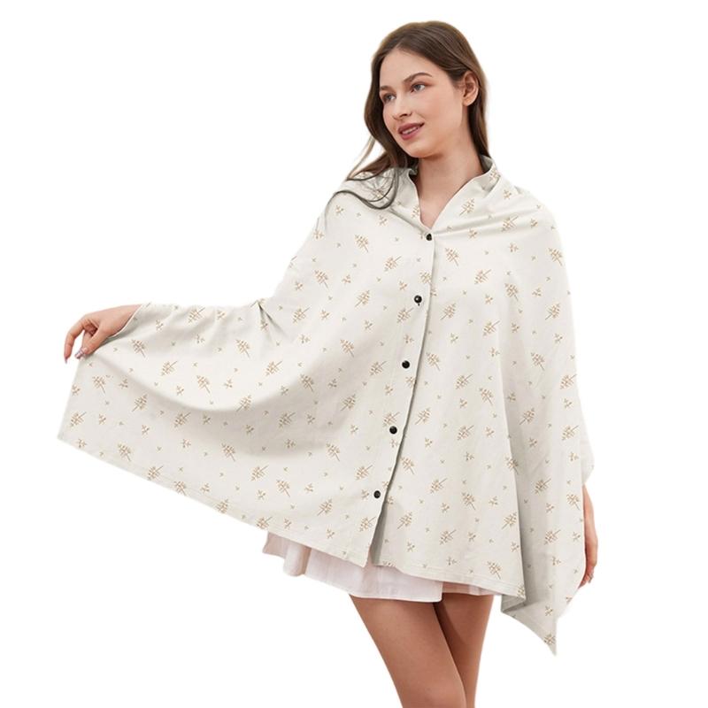 

Comfortable Baby Feeding Shawl Cotton Privacy Protective Cover Nursing Towel Cloak Shawl for Mom Outdoor Use