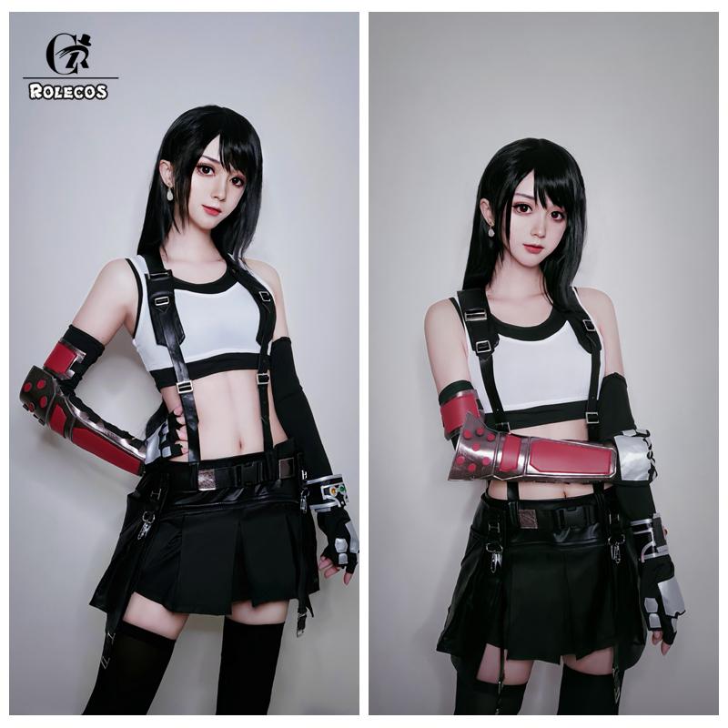 Ff Vii Tifa Cosplay Costume Ff7 Remake Game Cosplay Costume Halloween Sexy Overalls Skirt Gloves Stokings