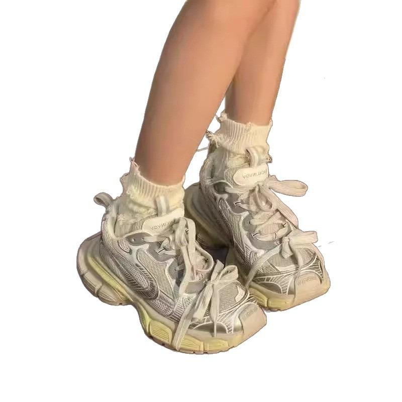 Original champagne retro versatile dad shoes women's high-value trend low-top sports shoes thick-soled breathable casual shoes