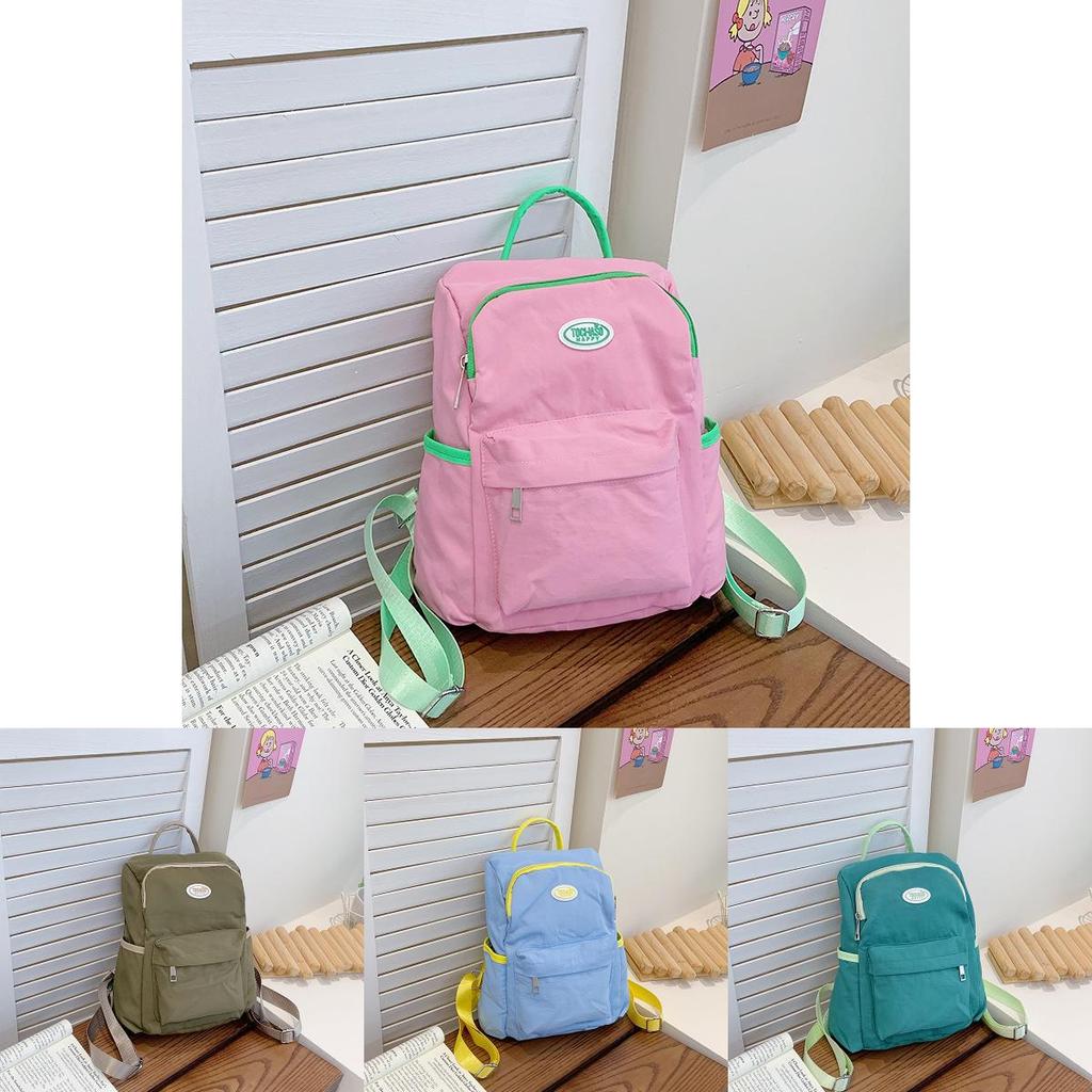 Nursery Kids Dual Color Nylon Backpack With Spacious Compartments For School And Play