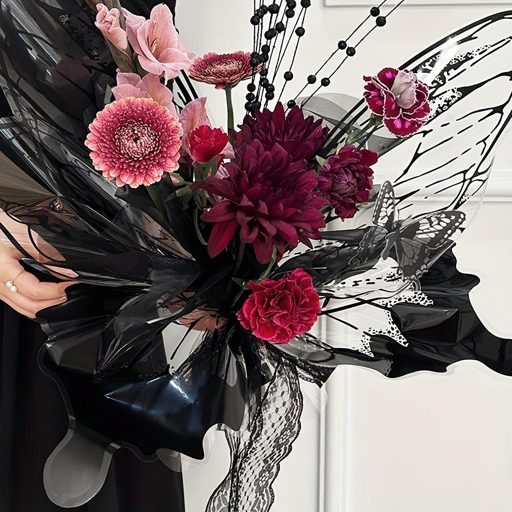 20Sets/40Sheets of Floral Wrapping Paper with Crystal Butterfly Patterns,Waterproof DIY Materials for Valentine'S Day flower box