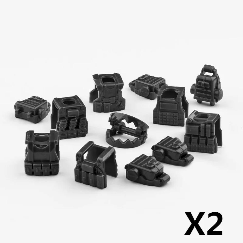 

Аксессуары для военных времен Второй мировой войны, фигурка солдата, строительные блоки, Гатлинг, Барьер, Крепость, Рюкзак, Жилет, MOC, Армейские кирпичики, Игрушки для детей J097