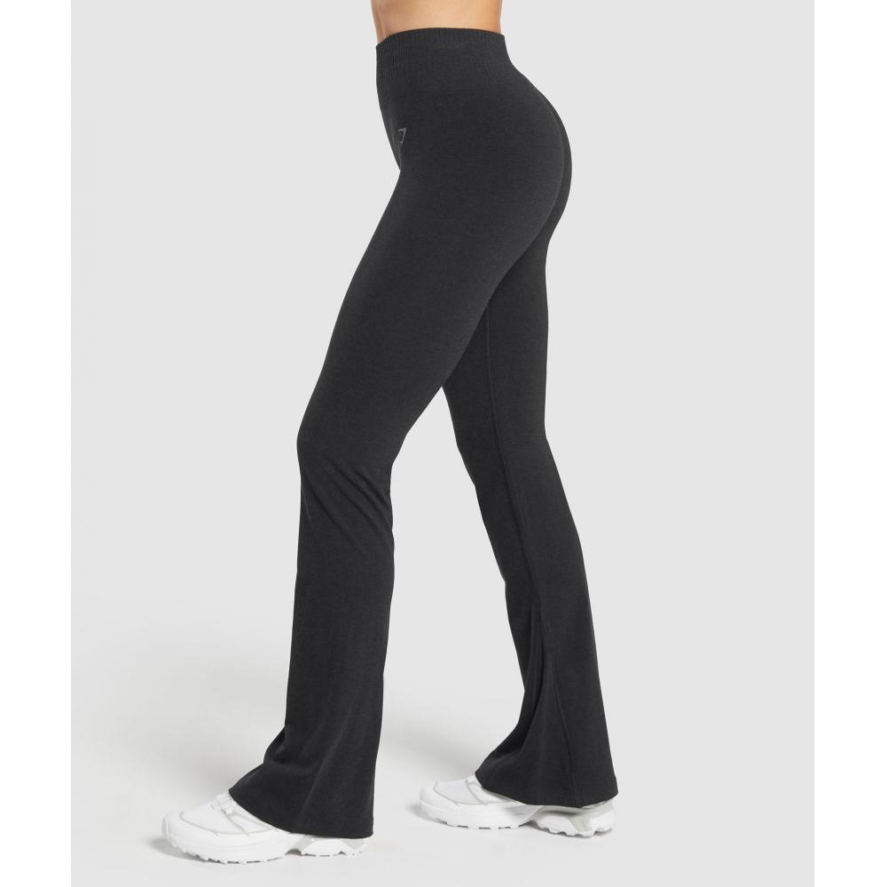 Gymshark Leggings Luxe Seamless Flare Negru Melanj B3c8k Bbq2