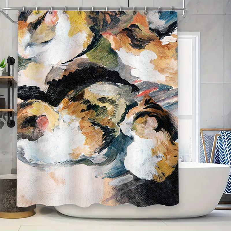 

Modern Abstract Animal Print Shower Curtain Red Monkeys Pattern For Bathroom Decorations W60H190(CM)-1 Pcs