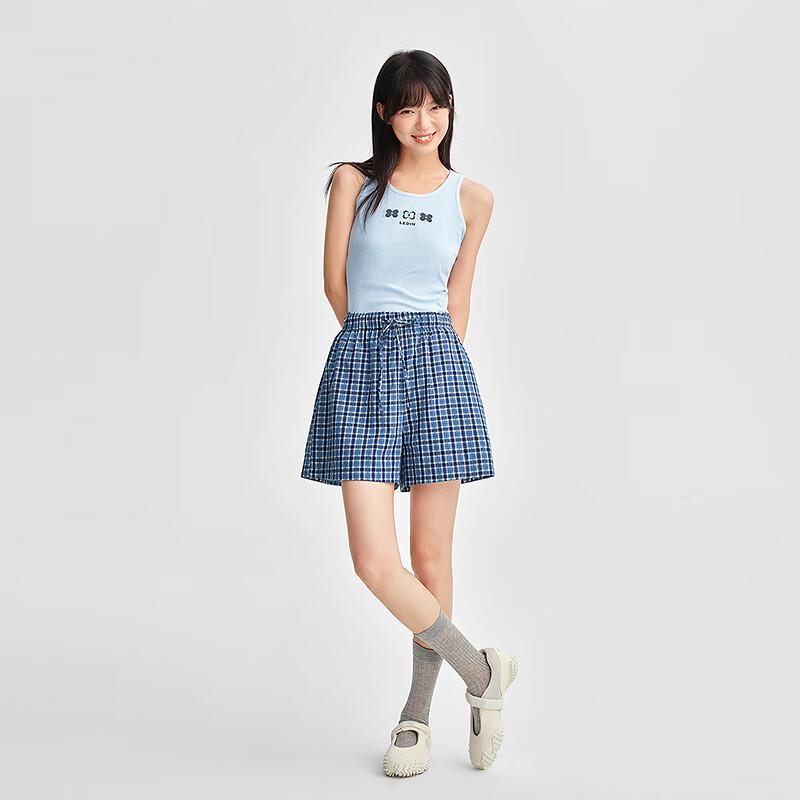 Ledin Women's 2025 Autumn Plaid High-Waist Shorts