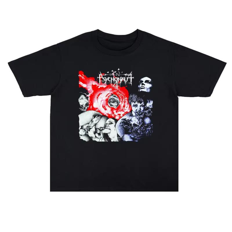Psychonaut 4 P4 T Shirt Logo Distinctive Original Streetwear Streetwear Loose Casual Vintage  Crew Neck Breathablee Top