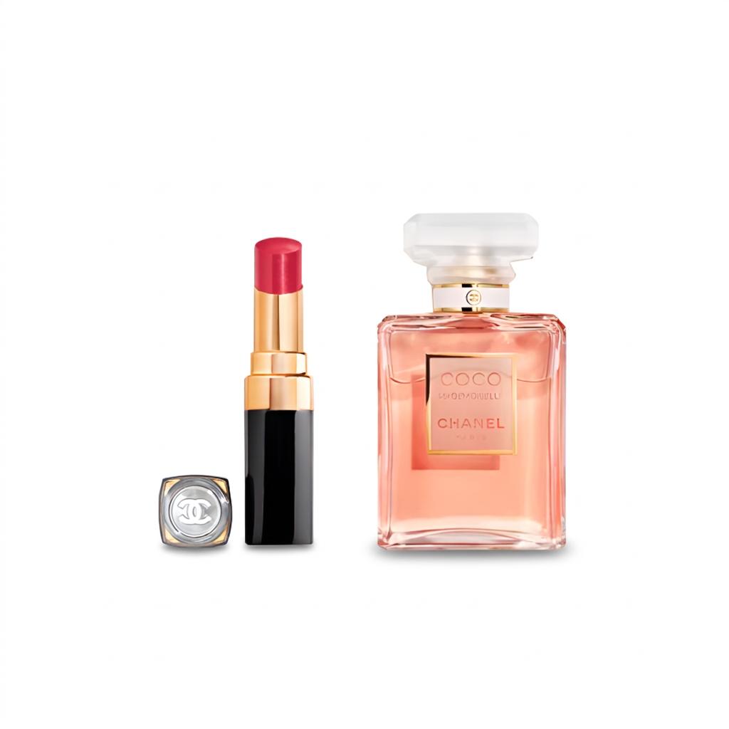 CHANEL Miss Cocoa Glitter Lip Balm Color Perfume Set Eau De Parfum EDP Miss Cocoa Perfume+Glitter Lipstick Miss Cocoa Perfume 50ml+Glitter Lip Gloss 82