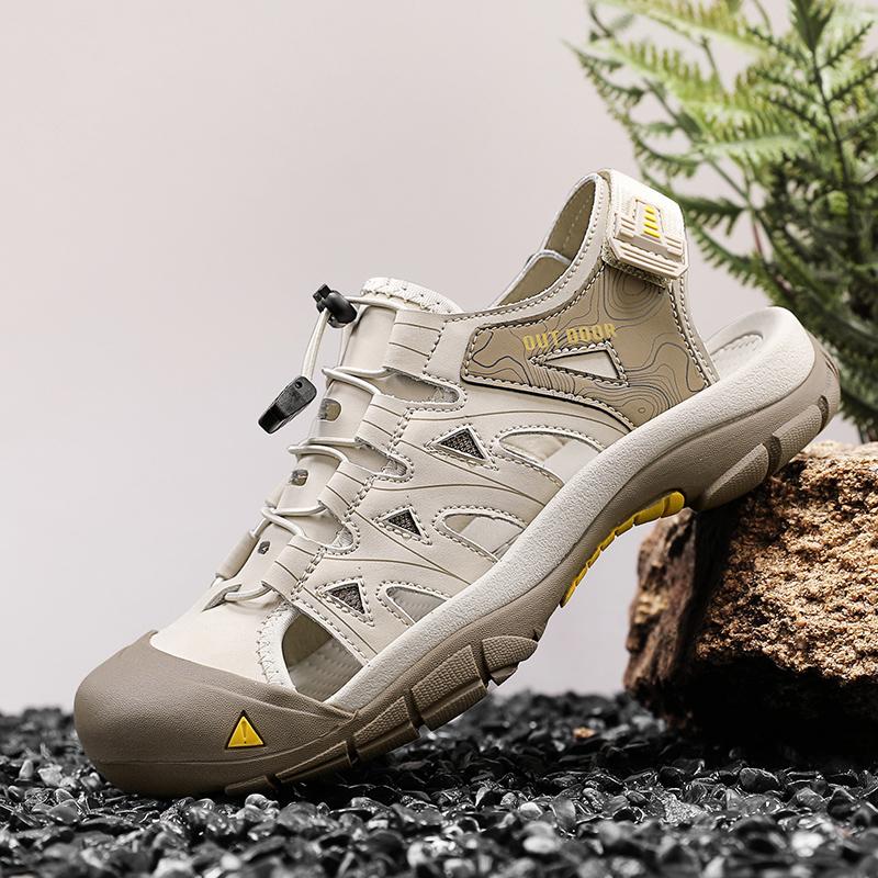 

Fashion Classic Cool Flats 2025 New Men s Shoes Brand Luxury Sandals All-match Hollow Out Summer Shoes Fashion Mens Non-Slip Sandals 46 песочный