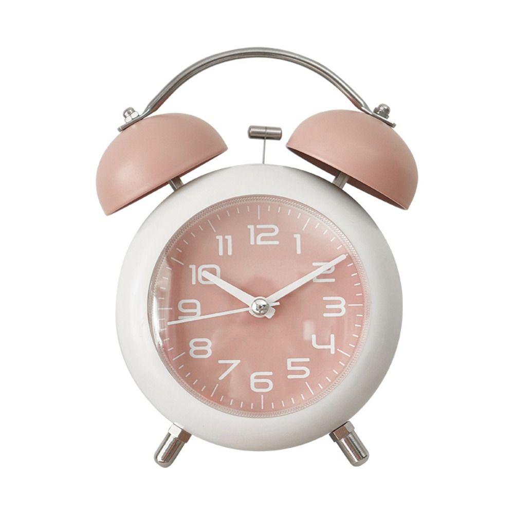Metal Frame Silent Table Clock 4-Inch Bedroom Desktop Clock Creative Twin Bell Alarm Clock  Bedroom