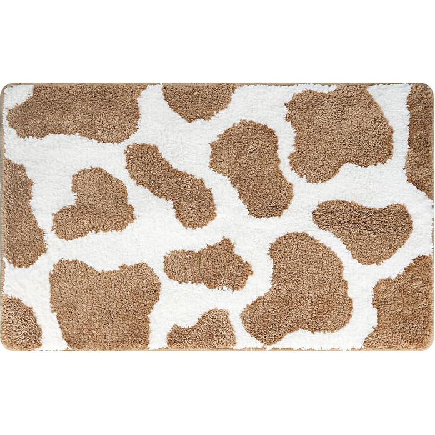 Leopard Print Bathrooom Rugs, 20"x32" Cute Animal Pattern Bath Mat, Soft Absorbent Thick Microfiber, Non-Slip Machine Washable, Funny Fluffy Bathmat