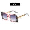 Women's Large Frame Square Sunglasses with Chain Temples