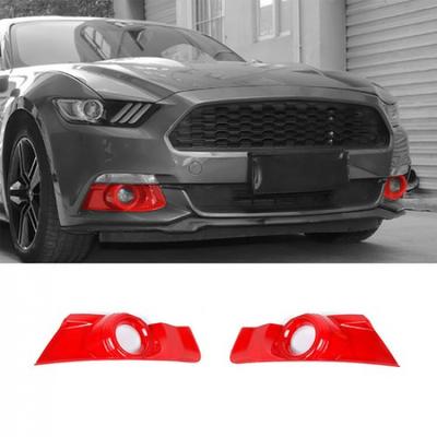 2x Röd Yttre Främre Dimljus Lamp Panel Skyddslister För Ford Mustang 2015-17