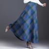 Tooxika – Neuer, übergroßer Woll-Halbrock für Damen mit hoch tailliertem, kontrastierendem, kariertem Saum