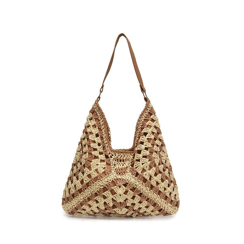 Popular beach bags women's new summer woven bags seaside vacation straw bags shoulder armpit bags