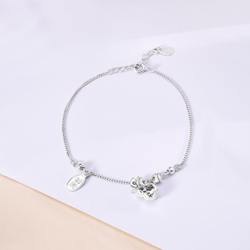 New 2025 Women s S925 Sterling Silver Fu Lu Double Blessing Bracelet - Light Luxury Chinese Style with Gourd Design