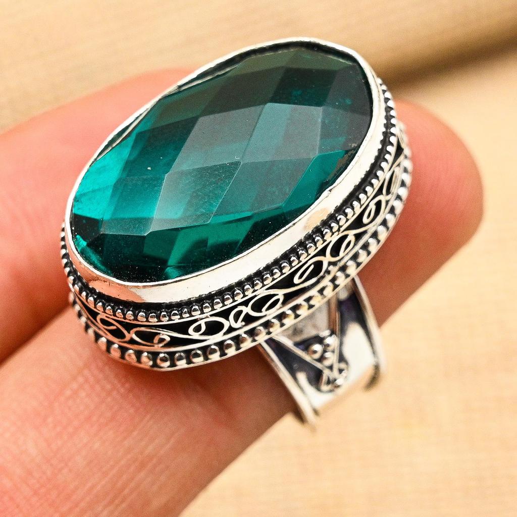 Indicolite Gemstone Ručně vyrobený 925 masivní stříbrný šperkový prsten na Den díkůvzdání