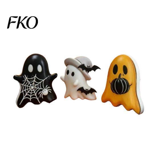 Glossy Resin Halloween Figure 3Pcs Decoration, Micro Landscape Miniature Figurines, Cute Ghost Kids Decoration Pumpkin Fairy Garden Ornament for Home