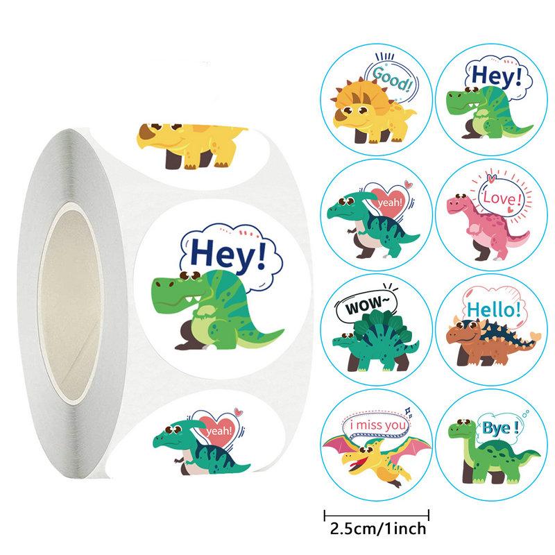Wholesale Dinosaur Animal Kids Camaraderie School Teacher Gift Reward Stickers Party Fun Cute Self-Adhesive Labels 50-500Pcs