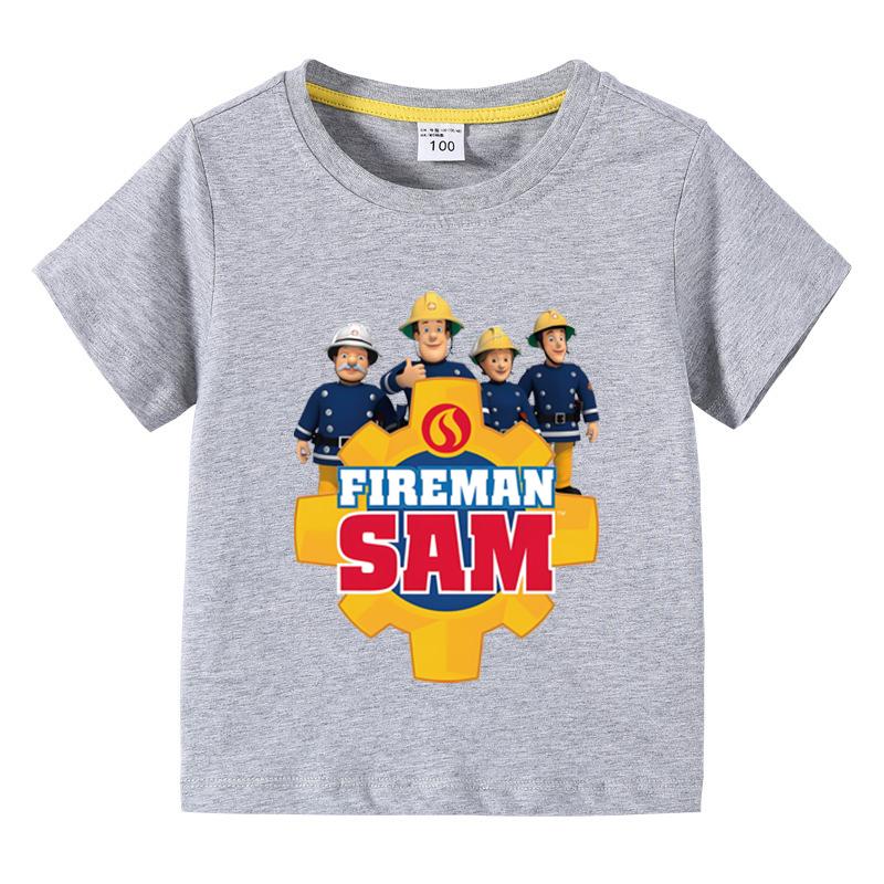 Anime Kids Tee Shirts Fireman Sam Graphic T Shirt for Boys Clothing Pop Hot Sale Girls Short Sleeved T-shirt Funny Kid Y2k Tops