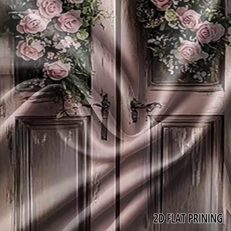 2D Rustic Wood Door & Rose Flower Background for Wedding Photoshoot