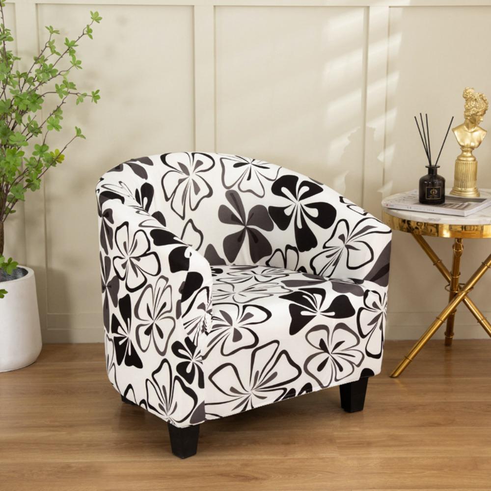 Stretch Printed Semi Circle Sofa Cover Full Wrap Cafe Chair Cover Internet Cafe Hotel Sofa Protector