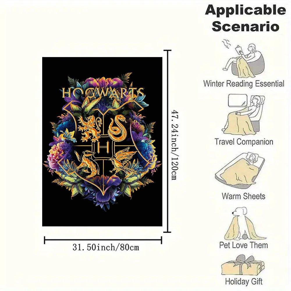 Hogwarts House Crests Flowers Phone Case CoverBlanket Flannel Throw Blanket for Sofa, Bed, Travel, Camping, Office, Couch, Chair