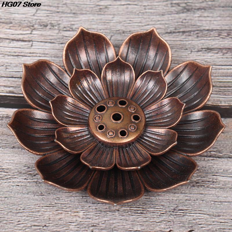 Hot sale 1PC Alloy Incense Burner Stick Holder Plate Buddhism Lotus Censer Bronze Nasturtium Incense Burner 12 Styles