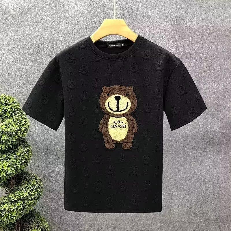 

Short-Sleeved Shirt Men S Korean Version Trendy Simple Half-Sleeved Top Hong Kong Style Loose Casual Trendy T-Shirt 4XL чорний