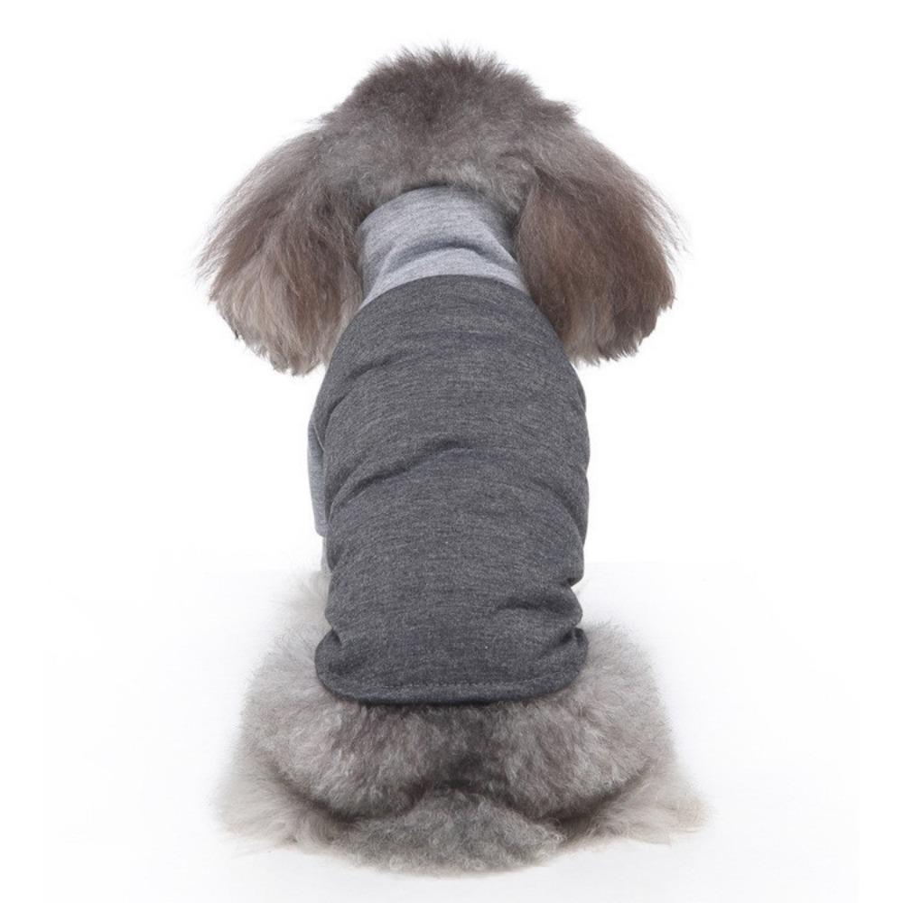 Small Dog Pet Autumn and Winter Windproof Turtleneck Two-legged Dog Clothes, Color Matching Warm Sweater Casual Pet Clothes