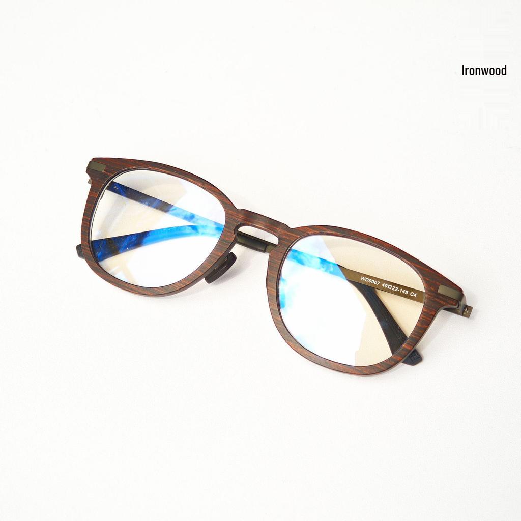 Unisex Retro Square Sandalwood Optical Glasses with Wooden Frame