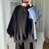 Men's Casual Color Block Long Sleeve Hoodie - Niche Design with Loose Fit and Patchwork Details