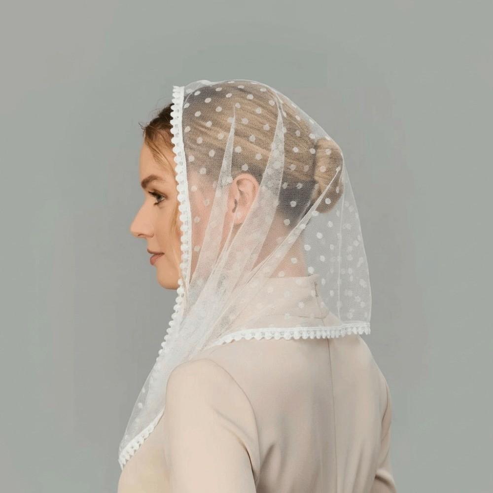 Soft Lace Headscarf Thin Bridal Face Covering Sophisticated Triangular Scarf  Religious Events
