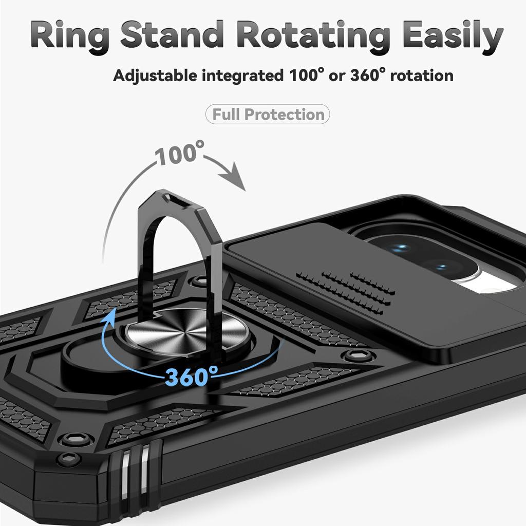 For Google Pixel 9a Case PC + TPU Phone Cover with Lens Protection Kickstand