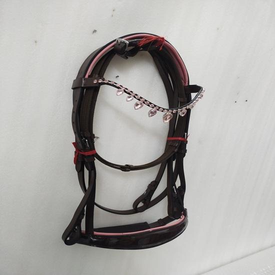 Designer Leather Bridle with Light Pink Crystal Browband with Pink Padded .