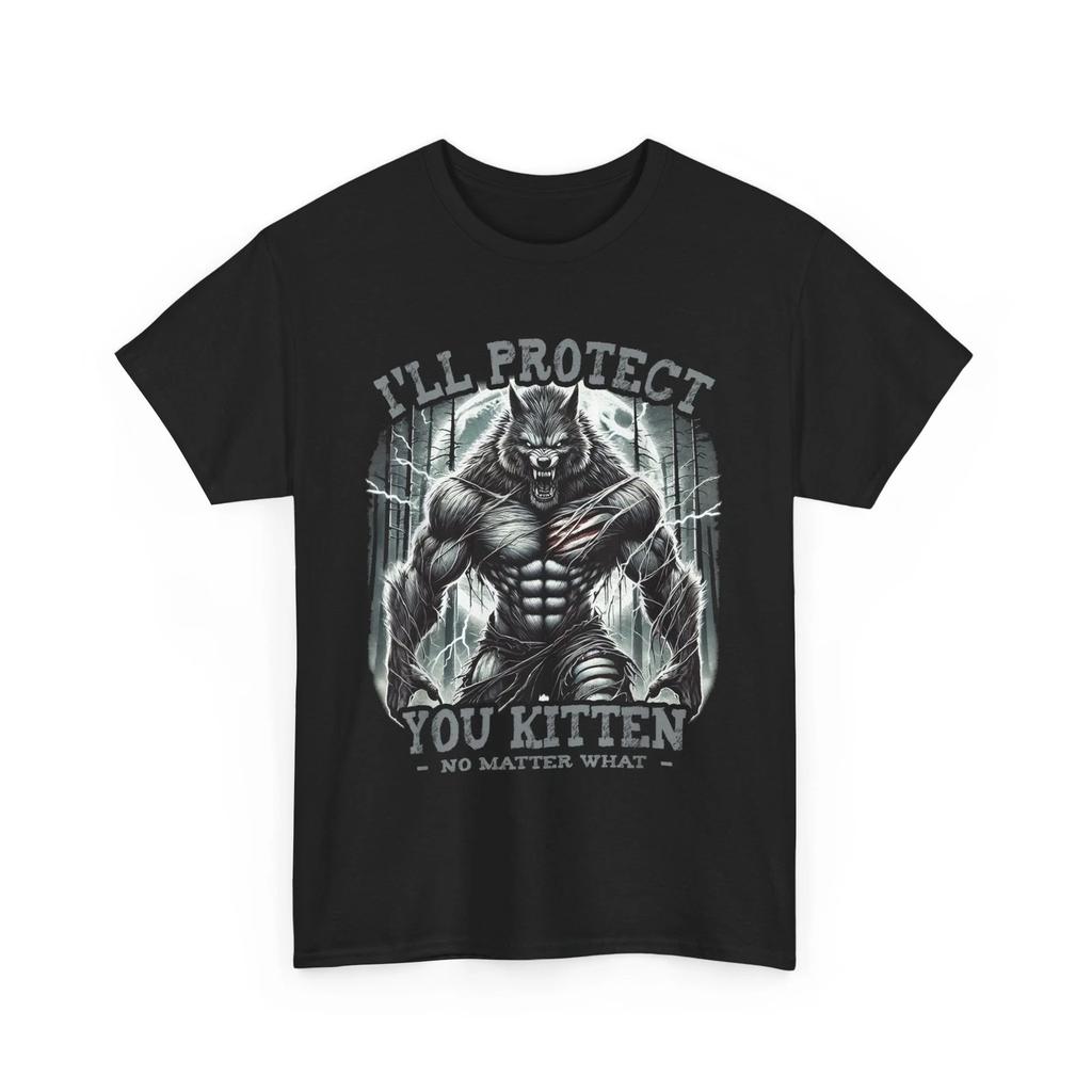 Funny Graphic Tee I'll Protect You Kitten Alpha Wolf T-Shirt