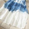 French Style Lotus Leaf Waist-Cinching Tie-Dye Dress - Short-Sleeved, Mid-Length Summer Skirt